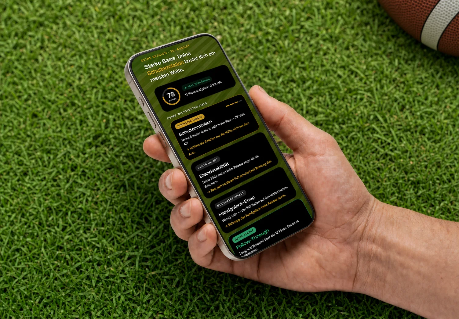 Technique feedback and matching drills in the app